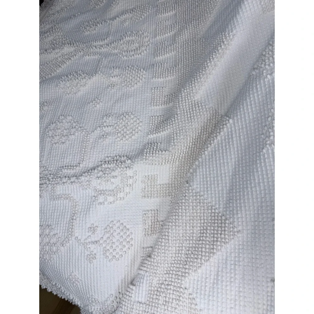 Bates George Washingtons Choice Bedspread Cream Cotton Hobnail Fringe Vintage